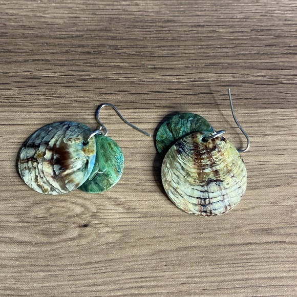 Blue Shell Earrings - Picture 3 of 5